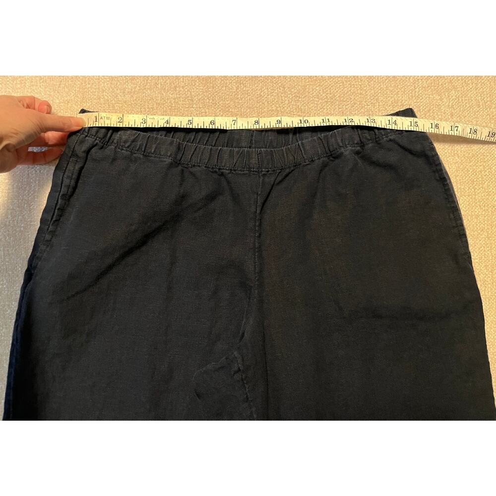 J Jill 100% Linen Stretch Crop Pants Women’s Small Petite Blue Pull-On Wide Leg - Picture 8 of 11